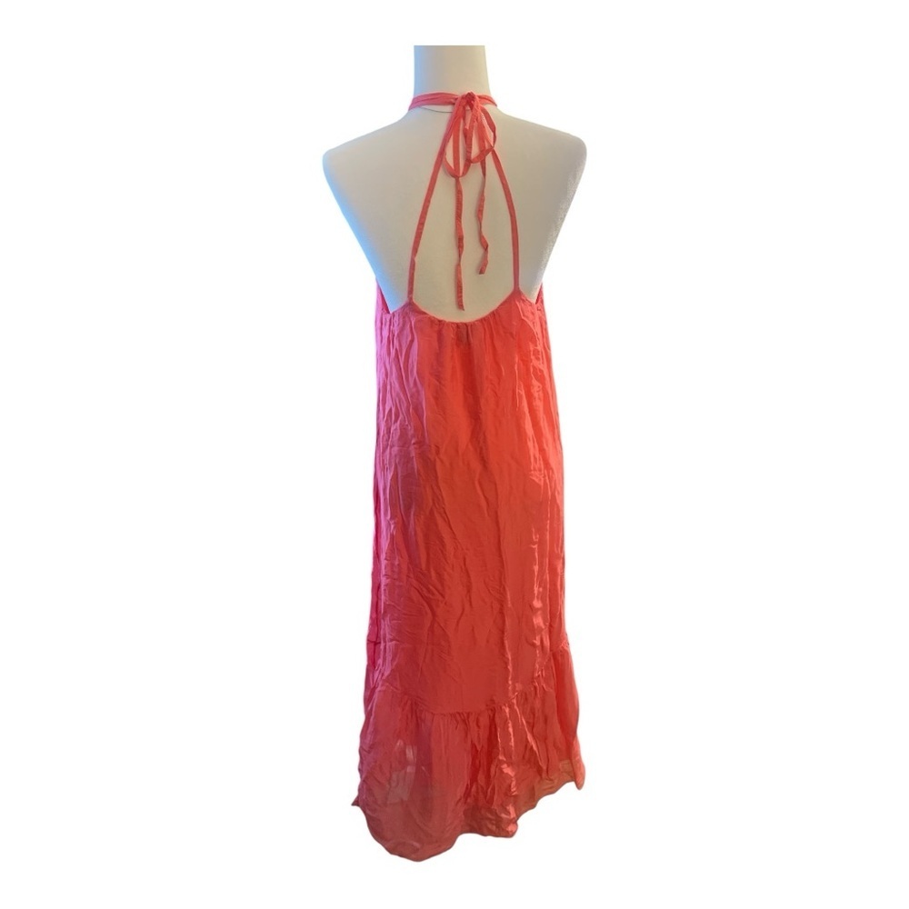 Frnch Wendi Maxi Dress in Coral Silk Blend Made in Italy Size Medium AC1 - Picture 7 of 7